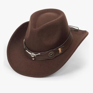 Brown Wide-Brim Hat with Logo